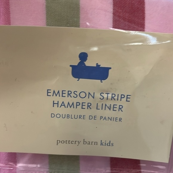 Pottery Barn Kids Emerson Stripe Hamper Liner NWT 100% Cotton Pink Nursery - Picture 3 of 7